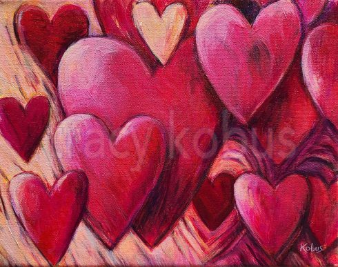 Arriving Hearts - acrylic on canvas